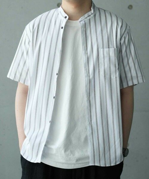 MEN'S BIGI / メンズビギ シャツ・ブラウス | ドビージャガードバンドカラー半袖シャツ | 詳細7