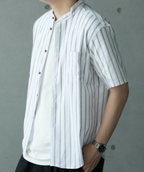 MEN'S BIGI / メンズビギ シャツ・ブラウス | ドビージャガードバンドカラー半袖シャツ | 詳細8