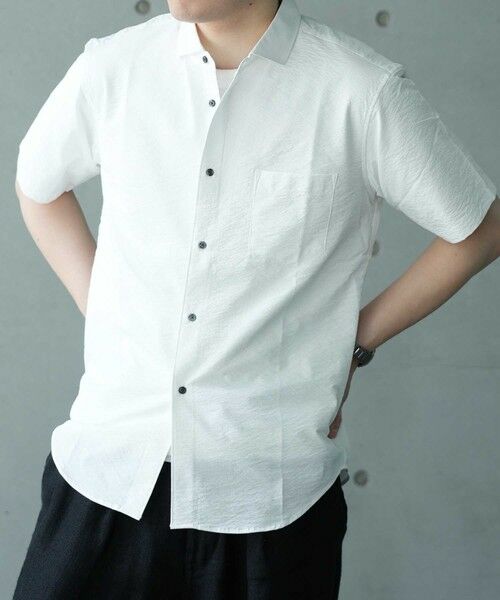 MEN'S BIGI / メンズビギ シャツ・ブラウス | 【抗菌・UVカット】レギュラーフィットワッシャーショートスリーブシャツ（ホワイト）