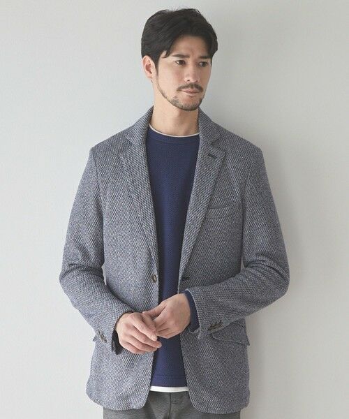 MEN'S BIGI / メンズビギ テーラードジャケット | ラッセル編みテーラードジャケット（ネイビー）