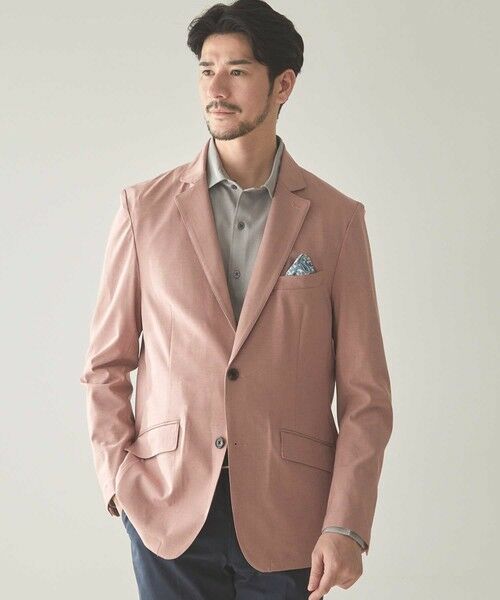 MEN'S BIGI / メンズビギ テーラードジャケット | ストレッチスラブカチオンテーラードジャケット（ピンク）