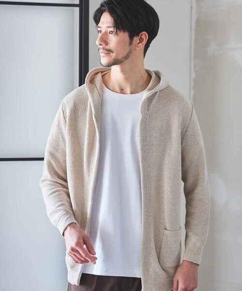 MEN'S BIGI / メンズビギ ニット・セーター | ウォッシャブルボタンレスパーカーカーディガン（生成）