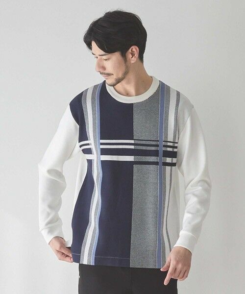 MEN'S BIGI / メンズビギ スウェット | チェック柄パッチワークスウェット | 詳細1