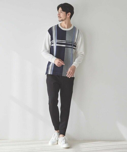 MEN'S BIGI / メンズビギ スウェット | チェック柄パッチワークスウェット | 詳細4