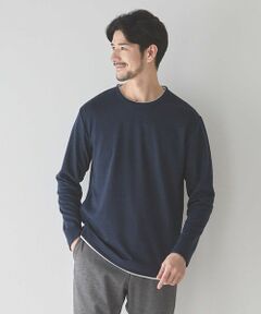 MEN'S BIGI / メンズビギ スウェット | ウェーブジャガード柄フェイクレイヤードクルーTee
