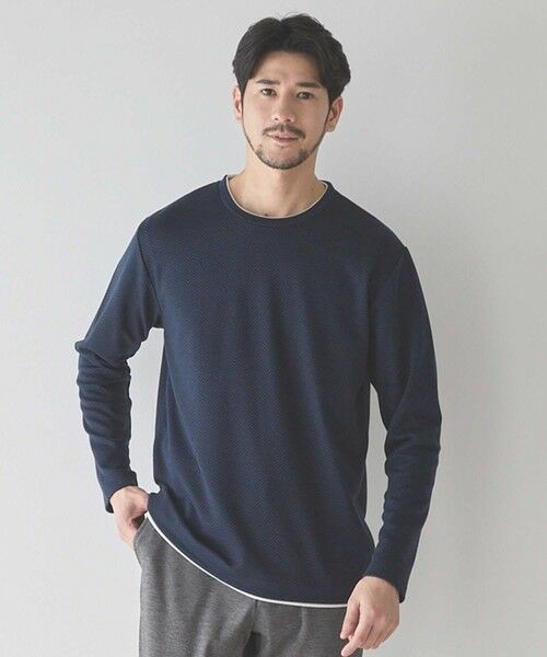MEN'S BIGI / メンズビギ スウェット | ウェーブジャガード柄フェイクレイヤードクルーTee | 詳細5