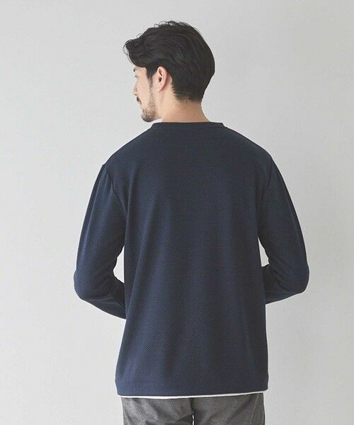 MEN'S BIGI / メンズビギ スウェット | ウェーブジャガード柄フェイクレイヤードクルーTee | 詳細7
