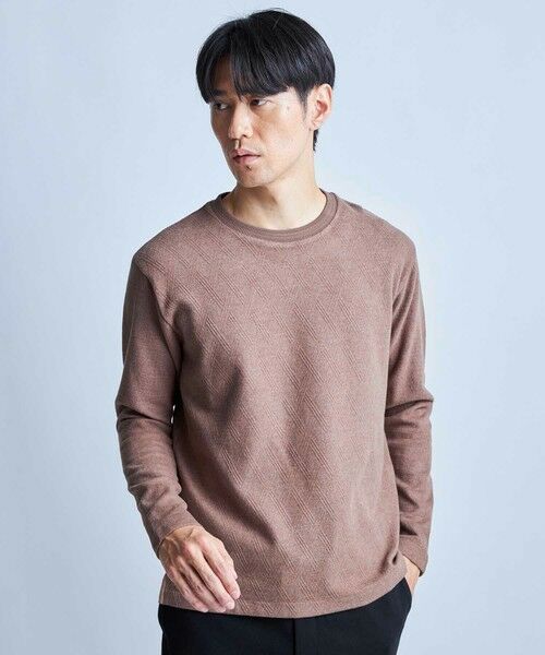 MEN'S BIGI / メンズビギ Tシャツ | ふくれJQDカットソー（ブラウン）