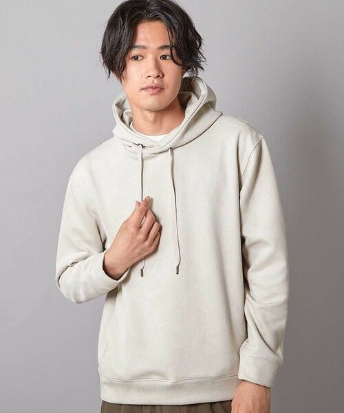 MEN'S BIGI / メンズビギ スウェット | フェイクスエードポンチプルパーカ（ホワイト）