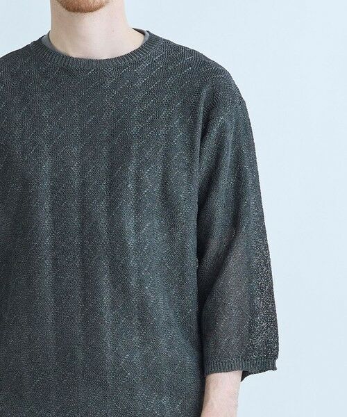 MEN'S BIGI / メンズビギ ニット・セーター | 変形アーガイルシアーニット7分袖Tシャツ | 詳細2