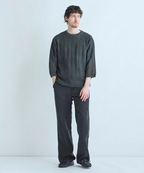 MEN'S BIGI / メンズビギ ニット・セーター | 変形アーガイルシアーニット7分袖Tシャツ | 詳細3