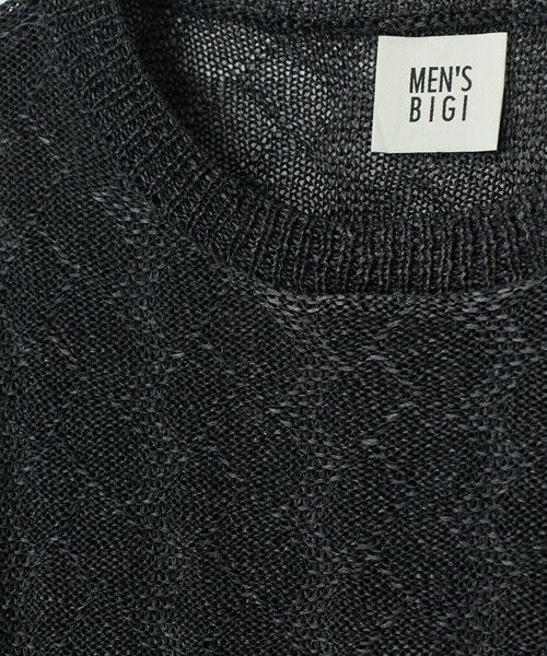 MEN'S BIGI / メンズビギ ニット・セーター | 変形アーガイルシアーニット7分袖Tシャツ | 詳細4