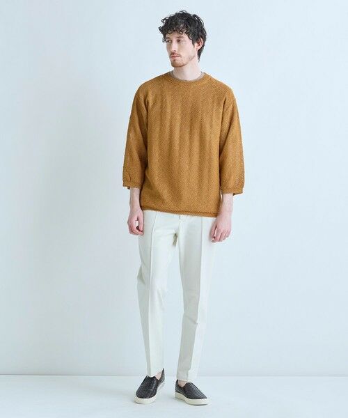 MEN'S BIGI / メンズビギ ニット・セーター | 変形アーガイルシアーニット7分袖Tシャツ | 詳細8