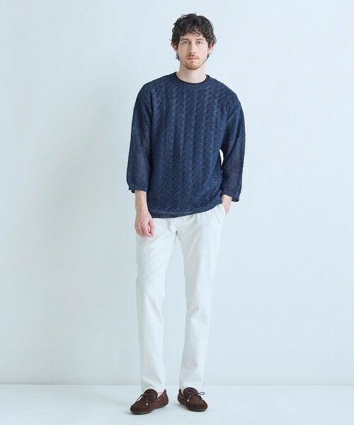 MEN'S BIGI / メンズビギ ニット・セーター | 変形アーガイルシアーニット7分袖Tシャツ | 詳細15