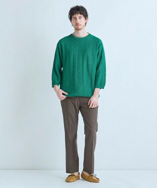 MEN'S BIGI / メンズビギ ニット・セーター | 変形アーガイルシアーニット7分袖Tシャツ | 詳細22