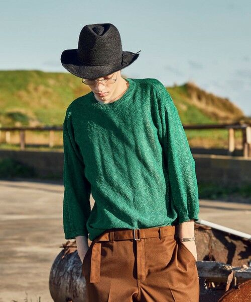 MEN'S BIGI / メンズビギ ニット・セーター | 変形アーガイルシアーニット7分袖Tシャツ | 詳細19