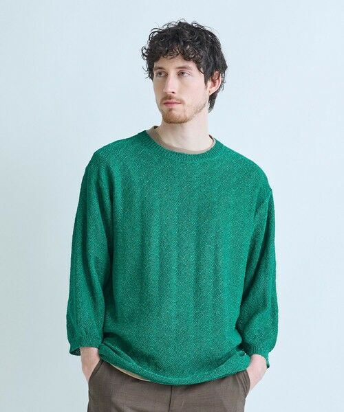 MEN'S BIGI / メンズビギ ニット・セーター | 変形アーガイルシアーニット7分袖Tシャツ | 詳細21