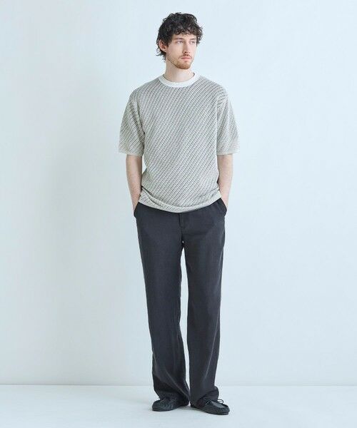 MEN'S BIGI / メンズビギ Tシャツ | クルーネックバイアスメッシュニット半袖Tシャツ | 詳細9