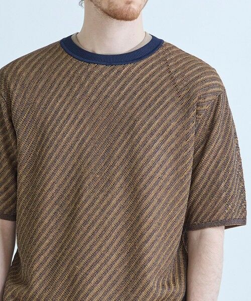MEN'S BIGI / メンズビギ Tシャツ | クルーネックバイアスメッシュニット半袖Tシャツ | 詳細13