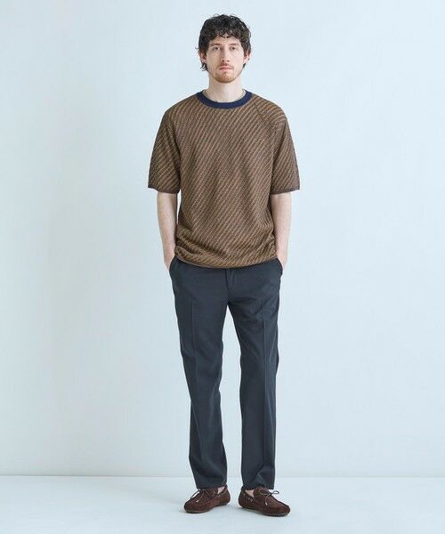 MEN'S BIGI / メンズビギ Tシャツ | クルーネックバイアスメッシュニット半袖Tシャツ | 詳細14