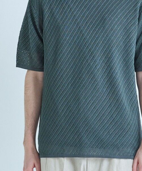 MEN'S BIGI / メンズビギ Tシャツ | クルーネックバイアスメッシュニット半袖Tシャツ | 詳細14