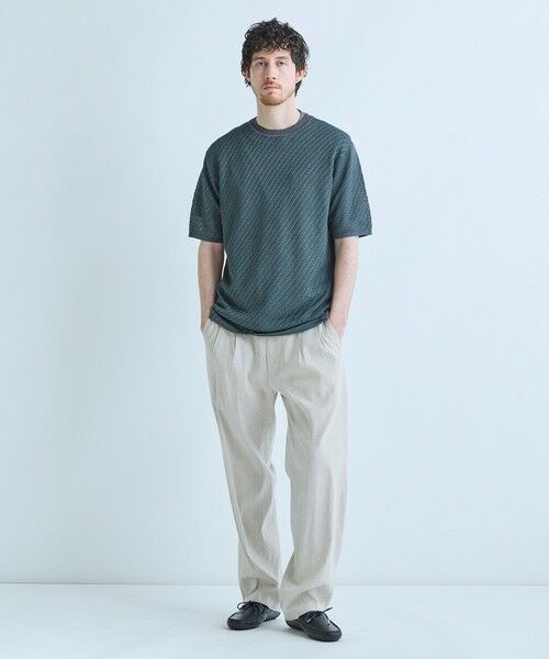 MEN'S BIGI / メンズビギ Tシャツ | クルーネックバイアスメッシュニット半袖Tシャツ | 詳細15