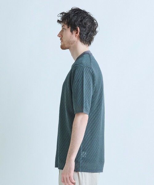MEN'S BIGI / メンズビギ Tシャツ | クルーネックバイアスメッシュニット半袖Tシャツ | 詳細12