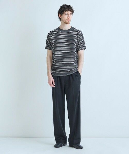 MEN'S BIGI / メンズビギ Tシャツ | マルチカラーボーダー半袖ニットTシャツ | 詳細5