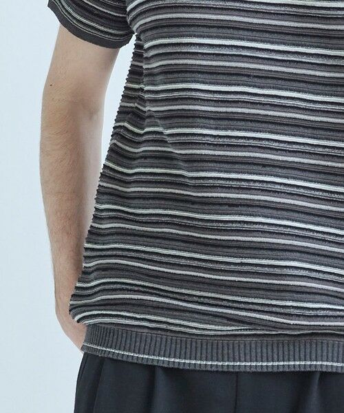 MEN'S BIGI / メンズビギ Tシャツ | マルチカラーボーダー半袖ニットTシャツ | 詳細4