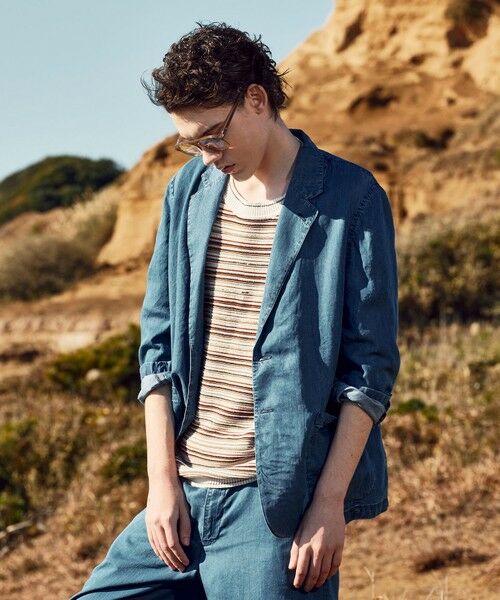 MEN'S BIGI / メンズビギ Tシャツ | マルチカラーボーダー半袖ニットTシャツ | 詳細4