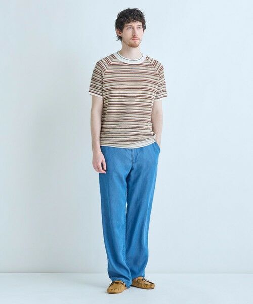 MEN'S BIGI / メンズビギ Tシャツ | マルチカラーボーダー半袖ニットTシャツ | 詳細11