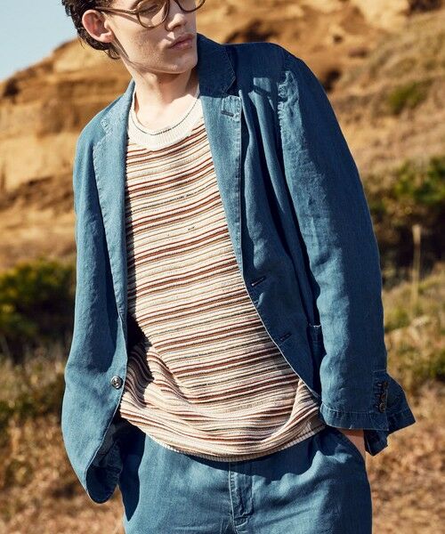 MEN'S BIGI / メンズビギ Tシャツ | マルチカラーボーダー半袖ニットTシャツ | 詳細5