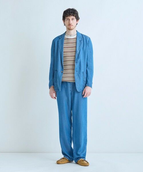 MEN'S BIGI / メンズビギ Tシャツ | マルチカラーボーダー半袖ニットTシャツ | 詳細8