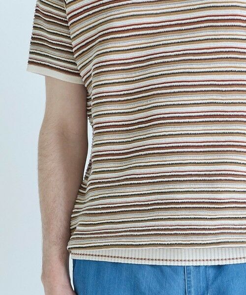 MEN'S BIGI / メンズビギ Tシャツ | マルチカラーボーダー半袖ニットTシャツ | 詳細10