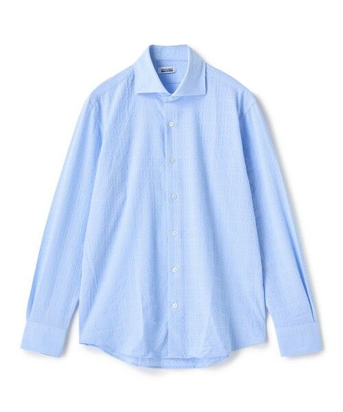 MEN'S BIGI / メンズビギ シャツ・ブラウス | ブロックサッカー カジュアルシャツ＜ストレッチ＞（サックス）