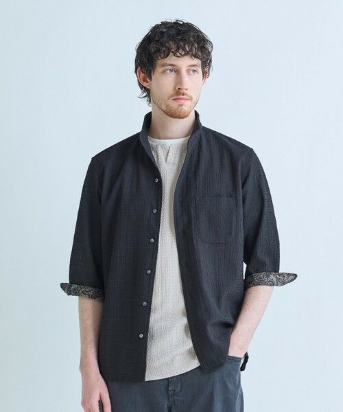 MEN'S BIGI / メンズビギ シャツ・ブラウス | ストレッチサッカー七分袖シャツ＜ストレッチ/通気性＞ | 詳細1