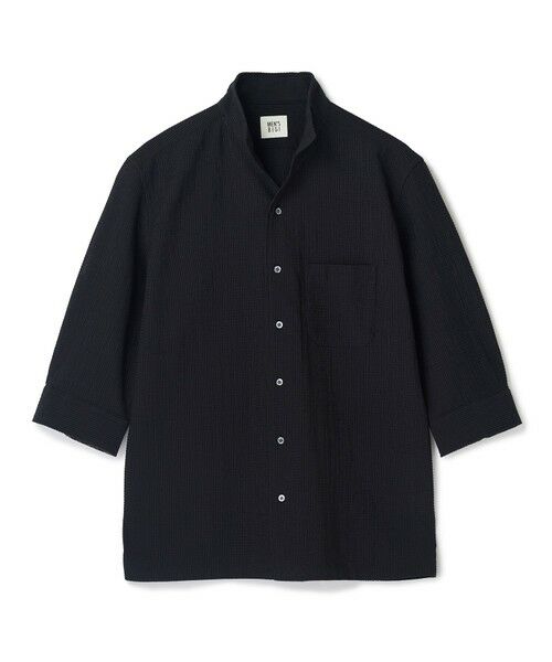 MEN'S BIGI / メンズビギ シャツ・ブラウス | ストレッチサッカー七分袖シャツ＜ストレッチ/通気性＞（ブラック）