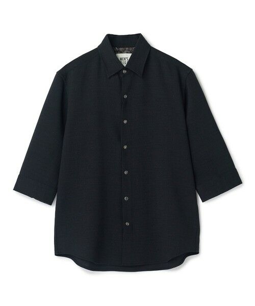 MEN'S BIGI / メンズビギ シャツ・ブラウス | ブッチャー七分袖シャツ＜ストレッチ/イージーケア/吸汗性/通気性＞（ブラック）