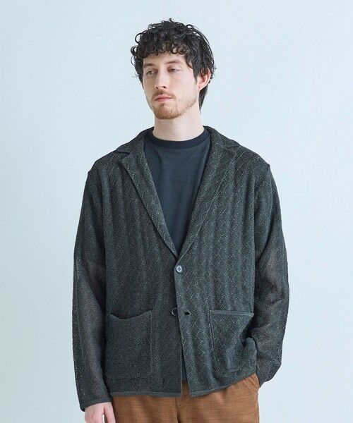MEN'S BIGI / メンズビギ カーディガン・ボレロ | 変形アーガイルシアーニットジャケット | 詳細1