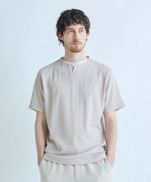MEN'S BIGI / メンズビギ Tシャツ | フェイクレイヤードキーネック半袖Tシャツ | 詳細1