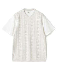 MEN'S BIGI / メンズビギ Tシャツ | アラン調 ニットコンビTシャツ
