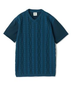 MEN'S BIGI / メンズビギ Tシャツ | アラン調 ニットコンビTシャツ