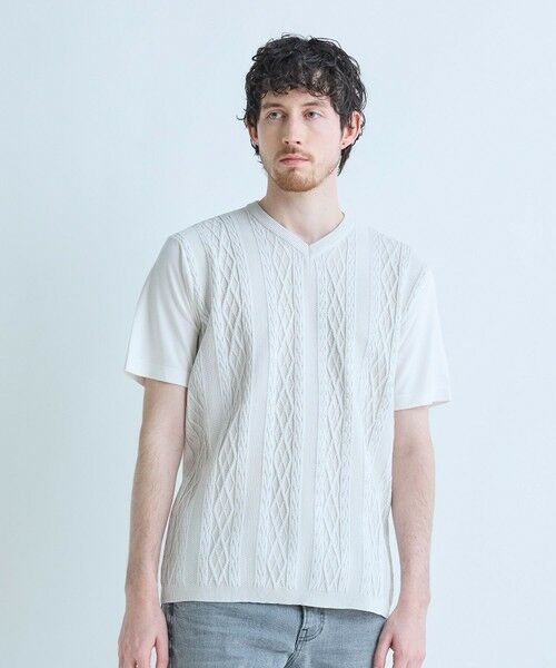 MEN'S BIGI / メンズビギ Tシャツ | アラン調 ニットコンビTシャツ | 詳細1