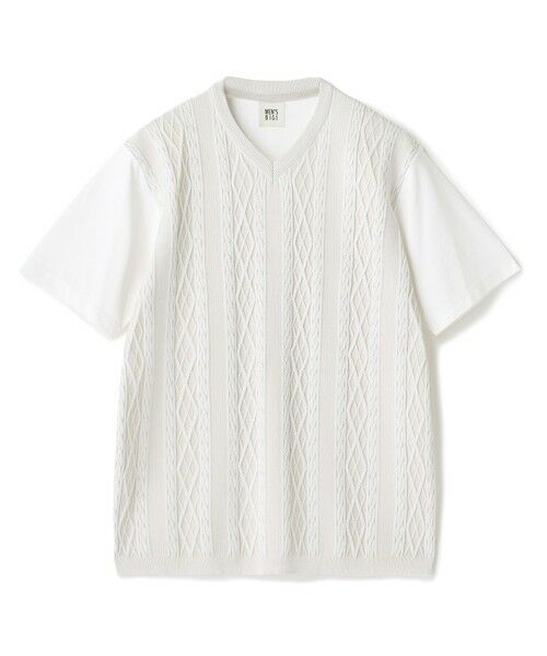 MEN'S BIGI / メンズビギ Tシャツ | アラン調 ニットコンビTシャツ（オフホワイト）