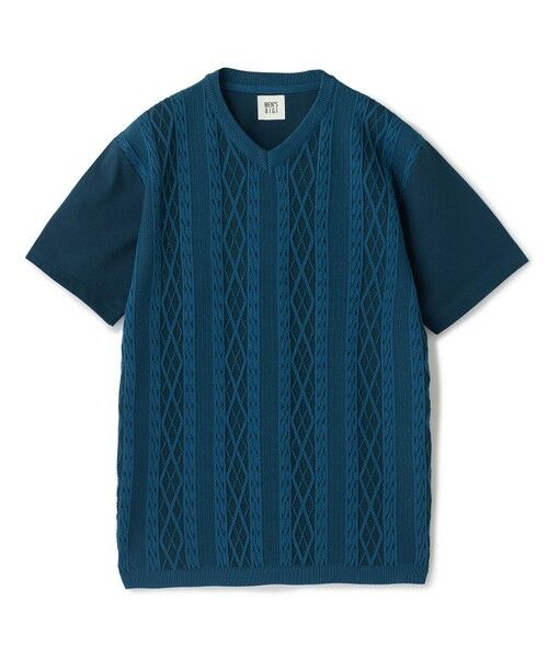 MEN'S BIGI / メンズビギ Tシャツ | アラン調 ニットコンビTシャツ（ブルー）