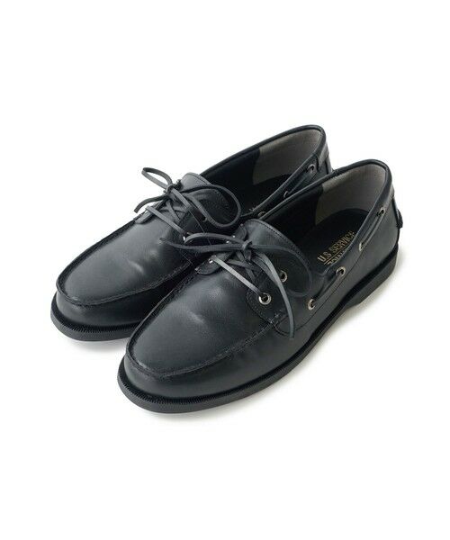 MEN'S BIGI / メンズビギ フラットシューズ | 合皮デッキシューズ（ブラック）