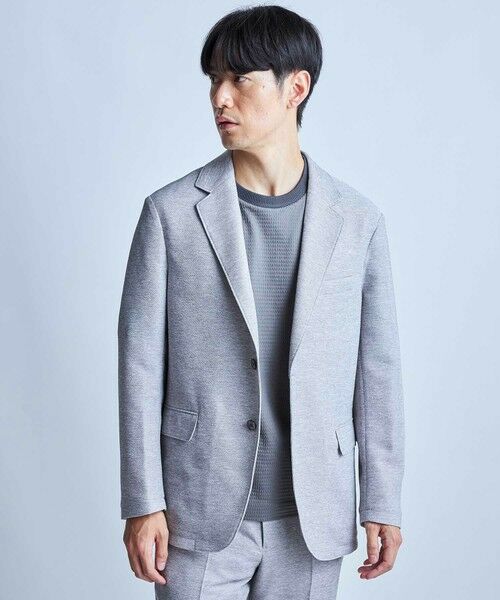 MEN'S BIGI / メンズビギ テーラードジャケット | 【セットアップ対応】カラミ織りテーラードジャケット〈通気性〉（ライトグレー）