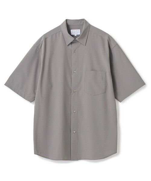 MEN'S BIGI / メンズビギ シャツ・ブラウス | ドットメッシュレギュラーカラーシャツ〈ストレッチ・マシンウォッシャブル・軽量・接触冷感・通気性〉（グレー）