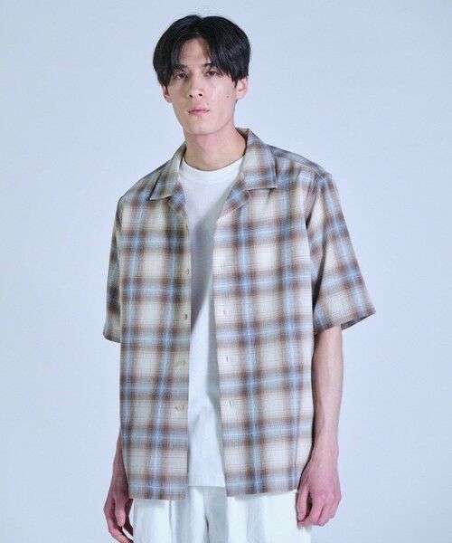 MEN'S BIGI / メンズビギ シャツ・ブラウス | オンブレーチェックオープンカラー半袖シャツ＜ハンドウォッシャブル＞ | 詳細1