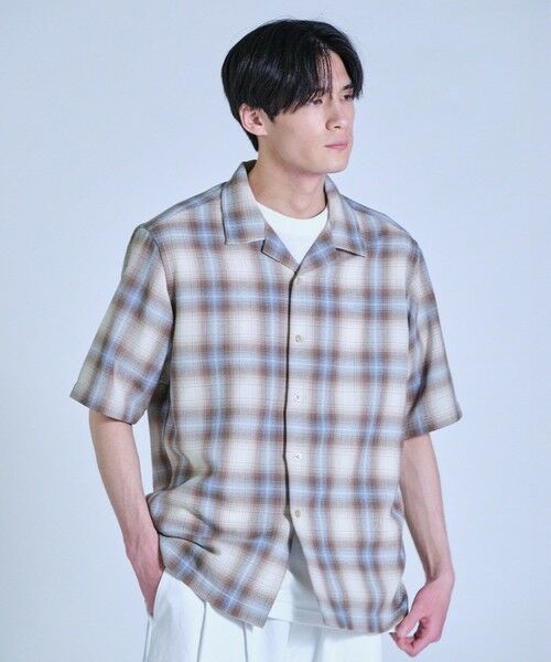 MEN'S BIGI / メンズビギ シャツ・ブラウス | オンブレーチェックオープンカラー半袖シャツ＜ハンドウォッシャブル＞ | 詳細2